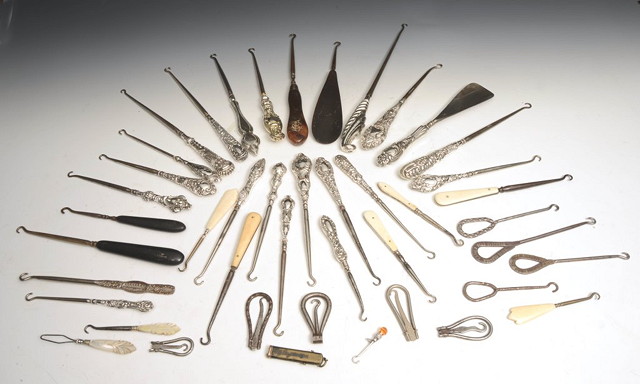 Appraisal: A LARGE COLLECTION OF MISCELLANEOUS BUTTON HOOKS shoe horns etc