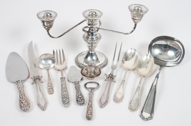 Appraisal: Eight silver and plated silver table articles including Wood Holmes