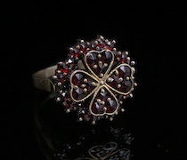 Appraisal: An Antique Garnet Ring Gold plated sterling ring set with