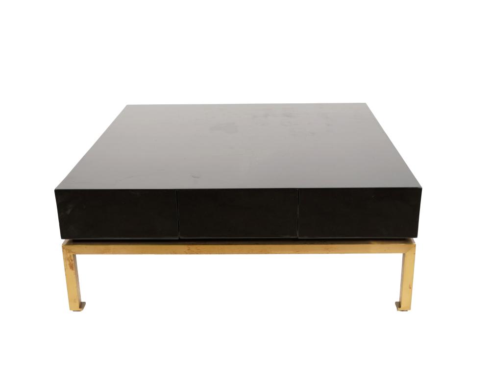 Appraisal: JONATHAN ADLER COFFEE TABLEwith label to drawer interior black-lacquered wood