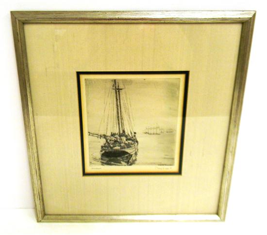 Appraisal: Philip Kappel American - Becalmed c drypoint etching depicting heavily