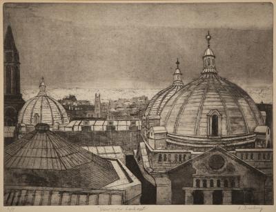 Appraisal: Leslie Duxbury - View over London signed and inscribed artist's