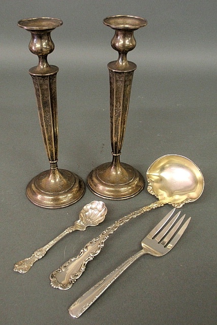 Appraisal: - Three sterling silver serving pieces- ladle l total for