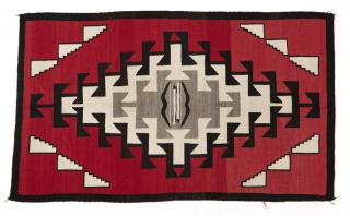 Appraisal: A Navajo Southwest regional pictorial rug Mid- th century red