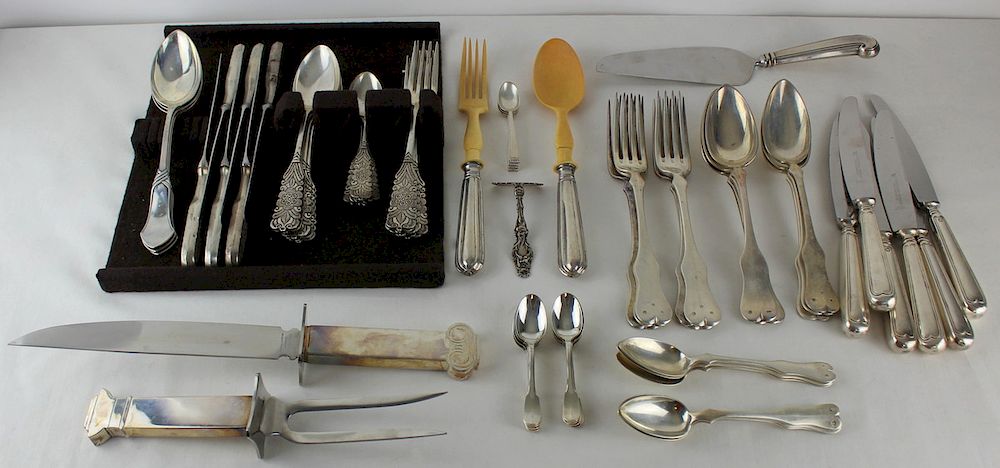 Appraisal: SILVER Assorted Grouping of Silver Flatware Includes a pc sterling