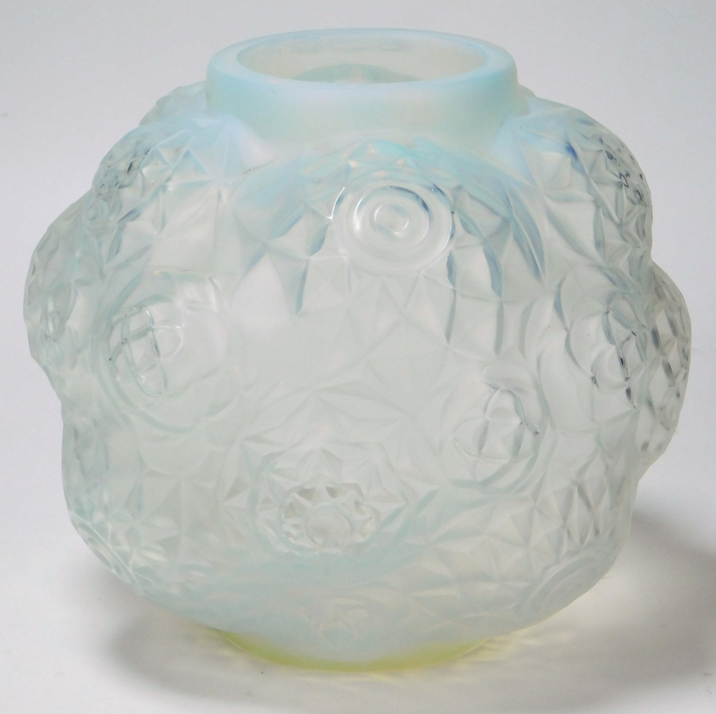 Appraisal: ANDRE HUNEBELLE OPALINE GLASS VASE France - Globular art deco