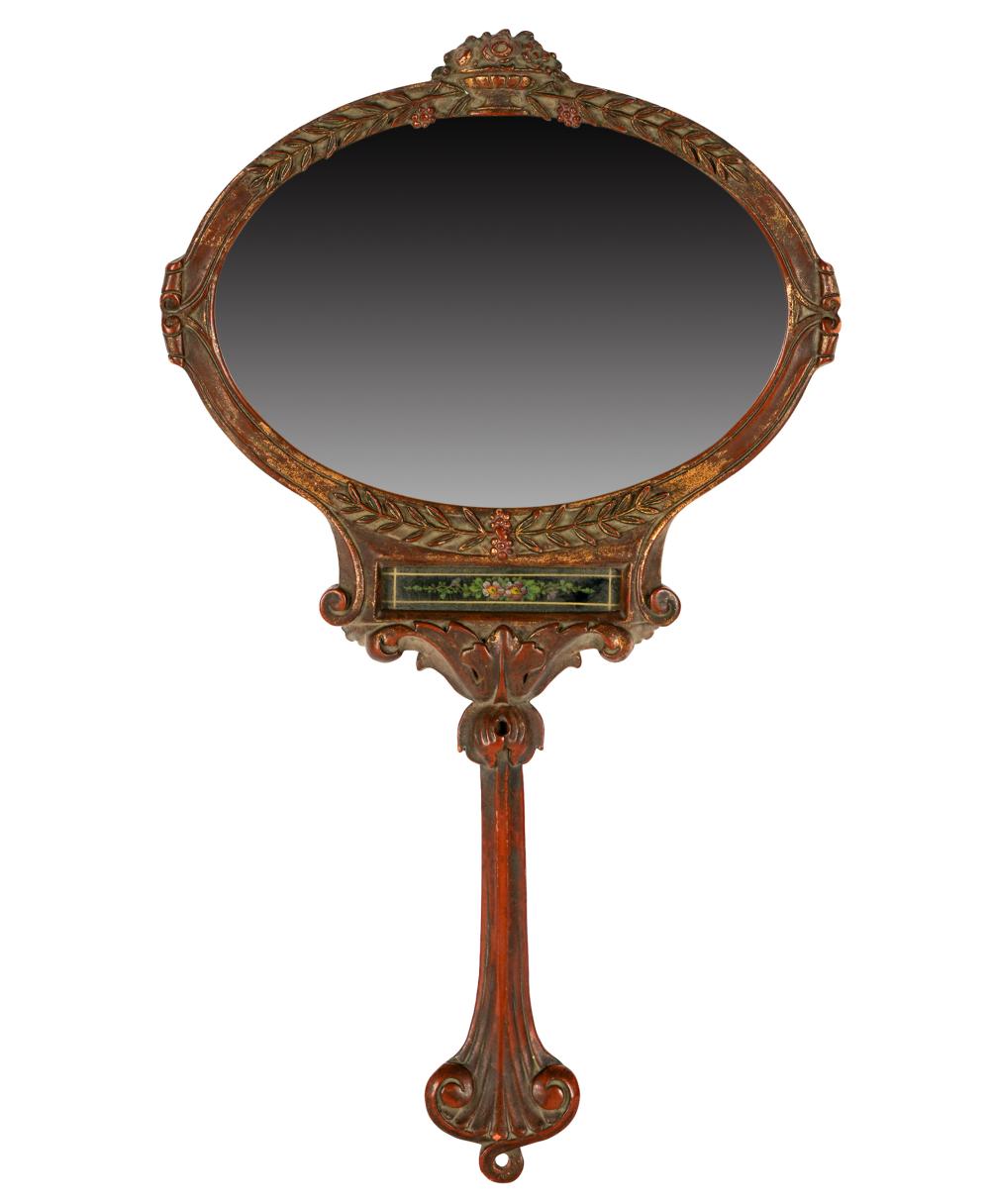 Appraisal: ITALIAN ROCOCO-STYLE GILTWOOD HAND MIRROR th century x inches Condition