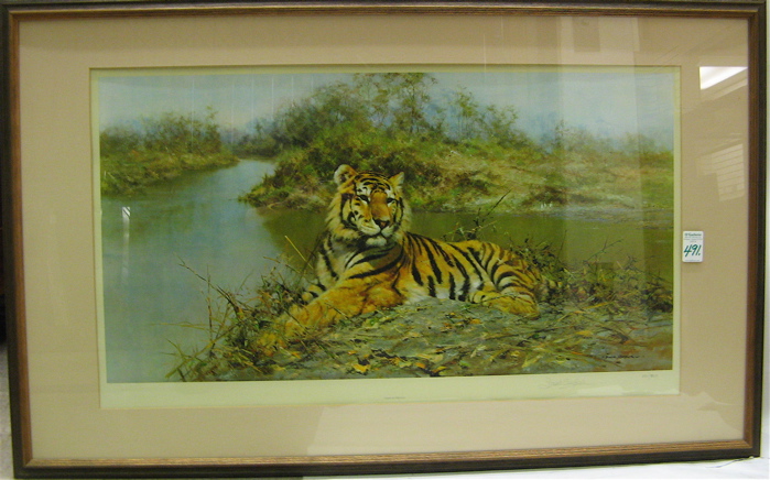 Appraisal: DAVID SHEPHERD COLOR LITHOGRAPH American born Tiger in the Sun