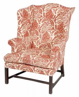 Appraisal: American Chippendale Upholstered Mahogany Wing Chair Middle Atlantic States possibly