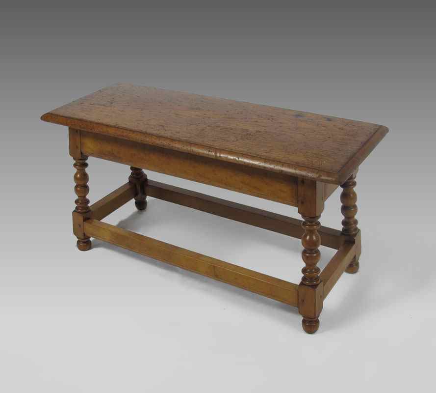 Appraisal: SIGNED WALLACE NUTTING MAPLE JOINT STOOL Four leg bench seat