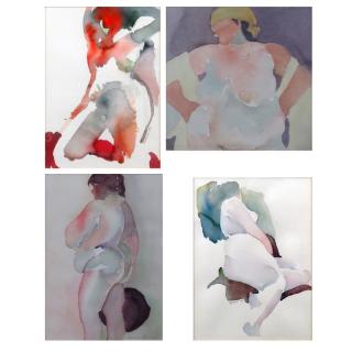 Appraisal: Grouping of Four Barbara Bertoli American - Abstract Watercolors on