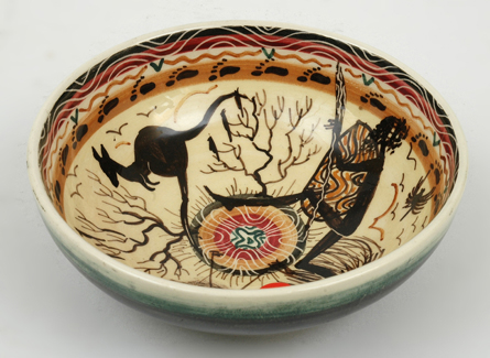 Appraisal: GUY MARTIN BOYD Victoria circa Earthenware bowl decorated with an