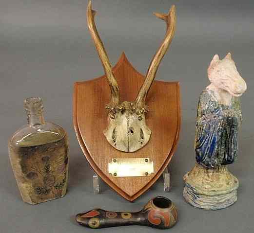 Appraisal: Misc grouping- roe deer antlers from Czechoslovakia h Northwest Indian