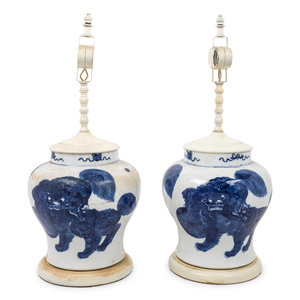 Appraisal: A Pair of Chinese Export Porcelain Jars Mounted as Lamps