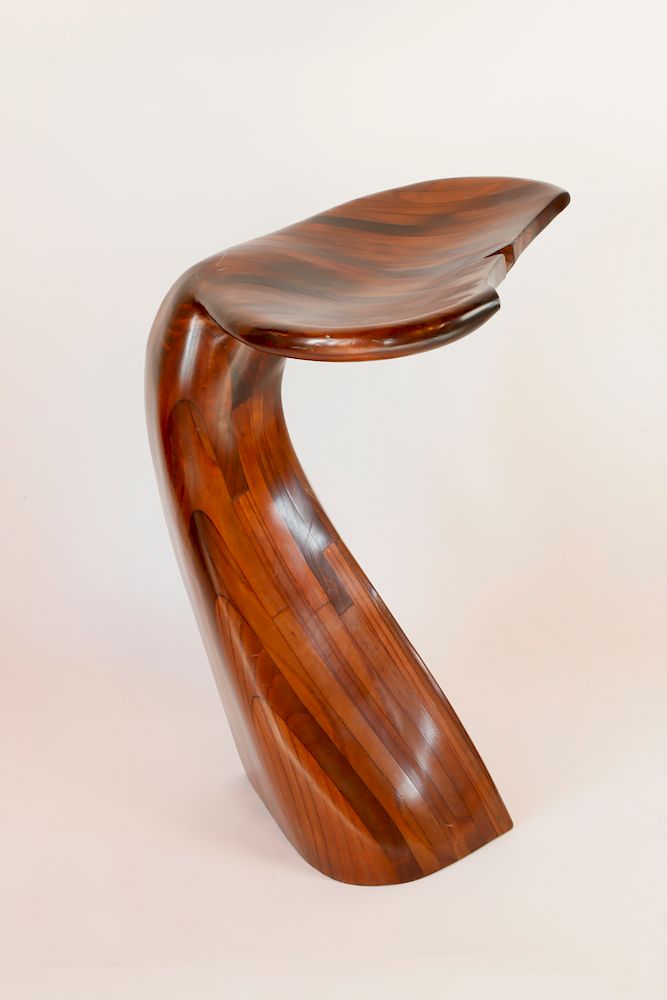 Appraisal: P Solet Large Multi-Wood Laminated Whale Fluke Stool Exclusive on