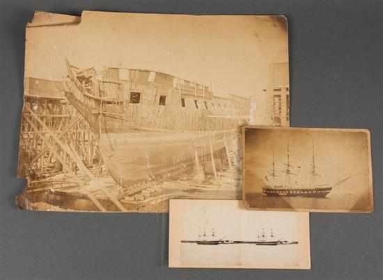 Appraisal: Photographs Three vintage images of the U S Frigate ''Constitution