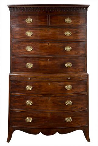 Appraisal: George III Mahogany Chest on Chest Last quarter of the