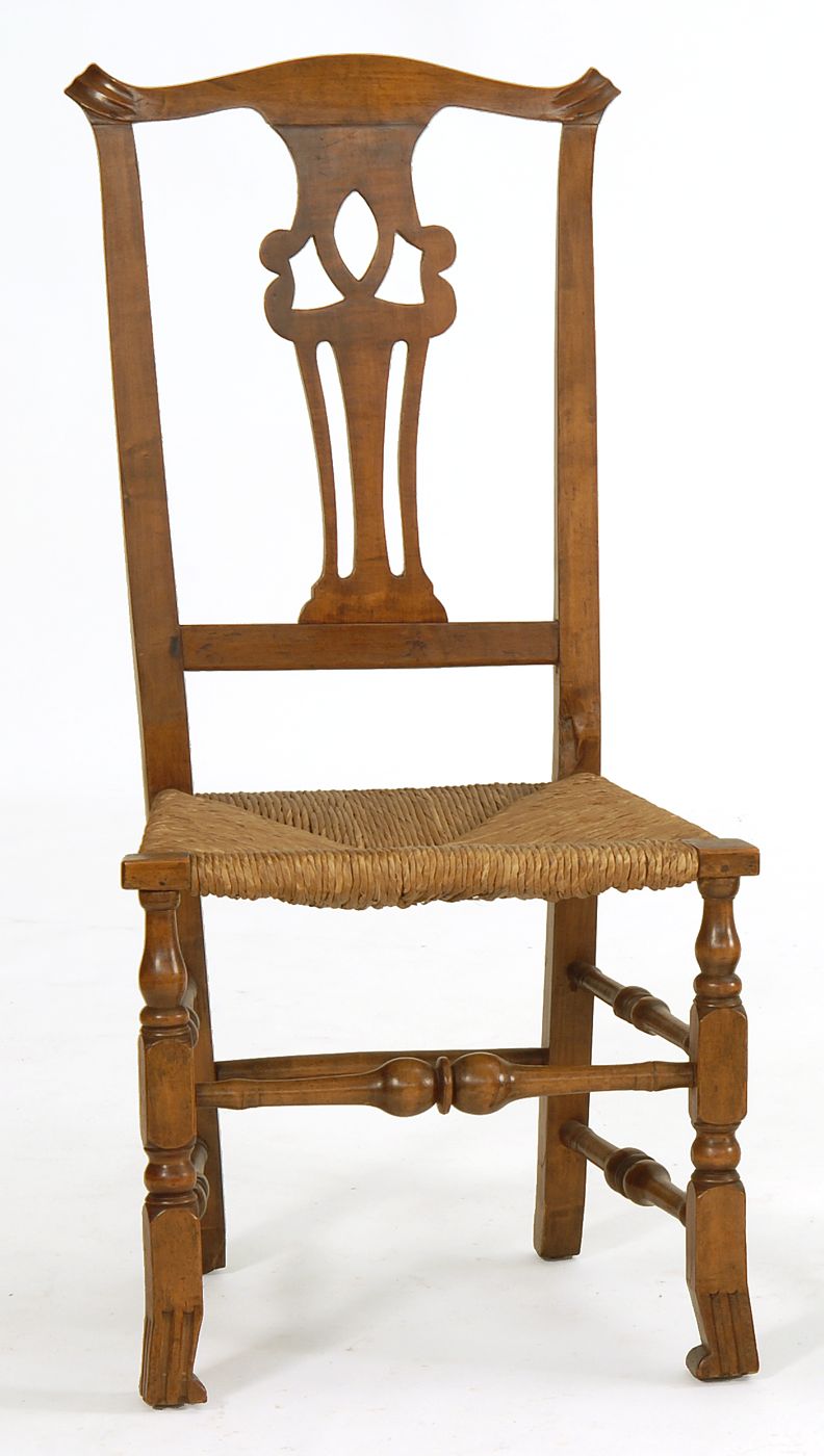 Appraisal: ANTIQUE AMERICAN COUNTRY CHIPPENDALE SPANISH-FOOT SIDE CHAIR Second Half of