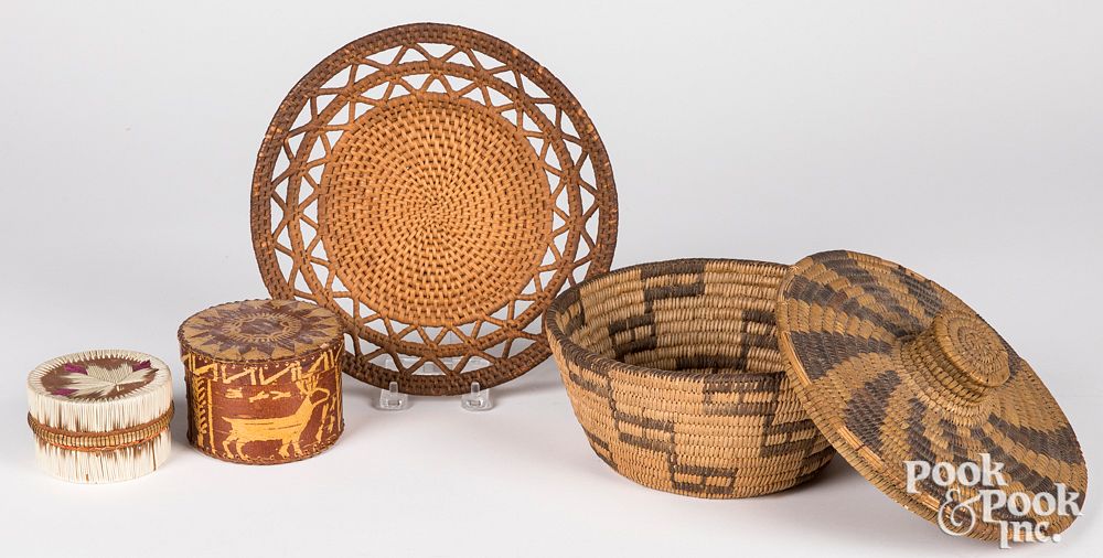 Appraisal: Group of various Native American Indian baskets Group of various