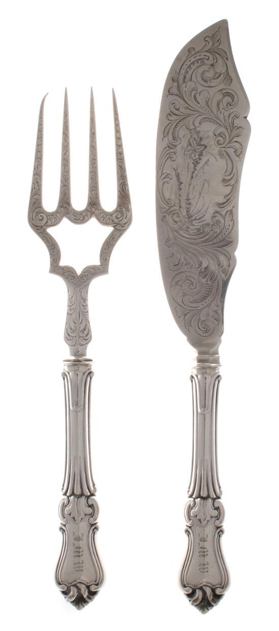 Appraisal: French Silver Fish Serving Set having makers mark A over