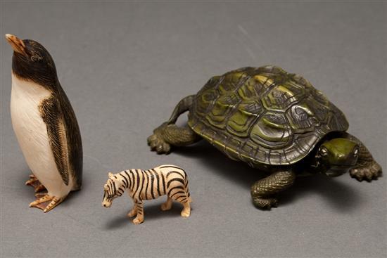 Appraisal: Japanese carved and painted ivory turtle carved and painted ivory