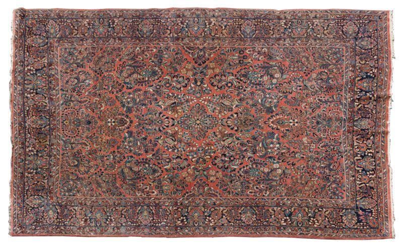 Appraisal: Semi-Antique Sarouk Room Size Rug medium red field with allover