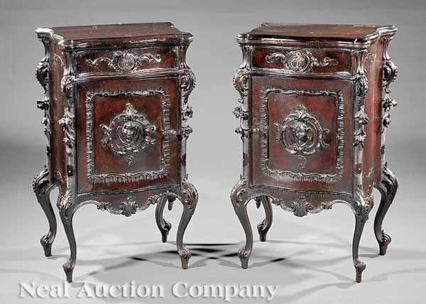 Appraisal: A Pair of Antique Continental Carved Walnut and Rosewood Faux