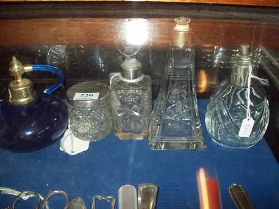 Appraisal: A GROUP OF FIVE ASSORTED STERLING SILVER AND CRYSTAL SCENT