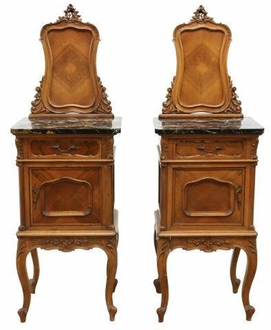 Appraisal: pair Louis XV style walnut bedside cabinets early th c