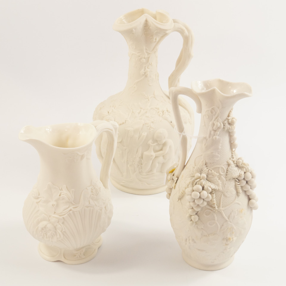 Appraisal: A Copeland mid thC Parian jug moulded with Bacchanalian putti