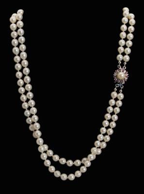 Appraisal: Pearl necklace double strand white rose cultured pearls mm off