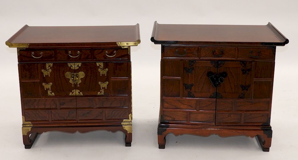 Appraisal: Near Pair Korean Asian Tansu Chest Cabinet Korea th Century