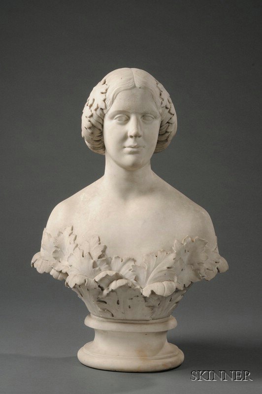 Appraisal: Italian School Carved Marble Bust of a Maiden of Autumn