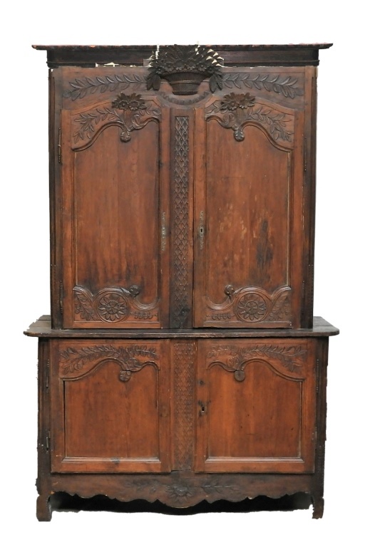 Appraisal: FRENCH HIGH STYLE FRUITWOOD STEP BACK CABINET France Early th