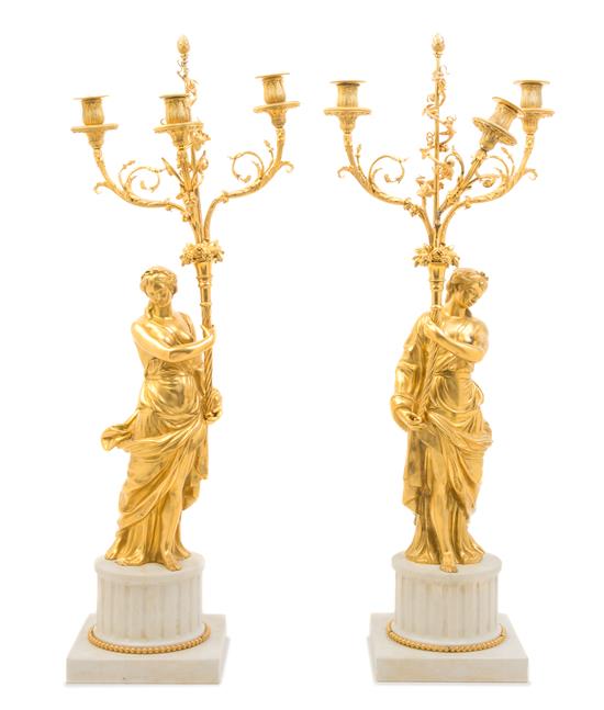 Appraisal: Sale Lot A Pair of Continental Gilt Bronze and Marble