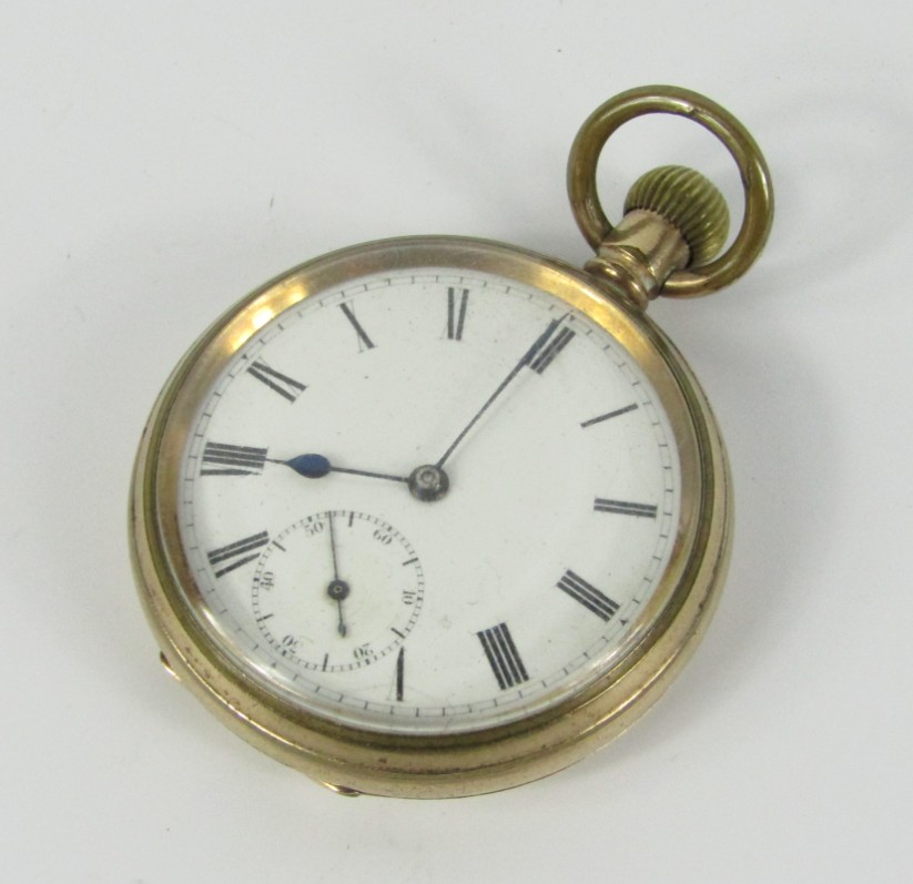 Appraisal: A gentleman's gold plated open faced keyless wind pocket watch