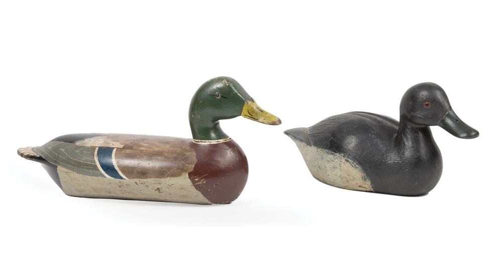 Appraisal: Two Carved Wood Duck Decoys incl mallard drake from the