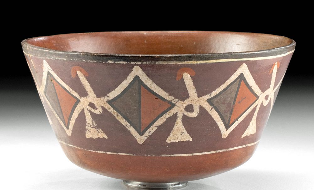 Appraisal: Nazca Polychrome Bowl with Geometric Pattern Pre-Columbian South Coast Peru