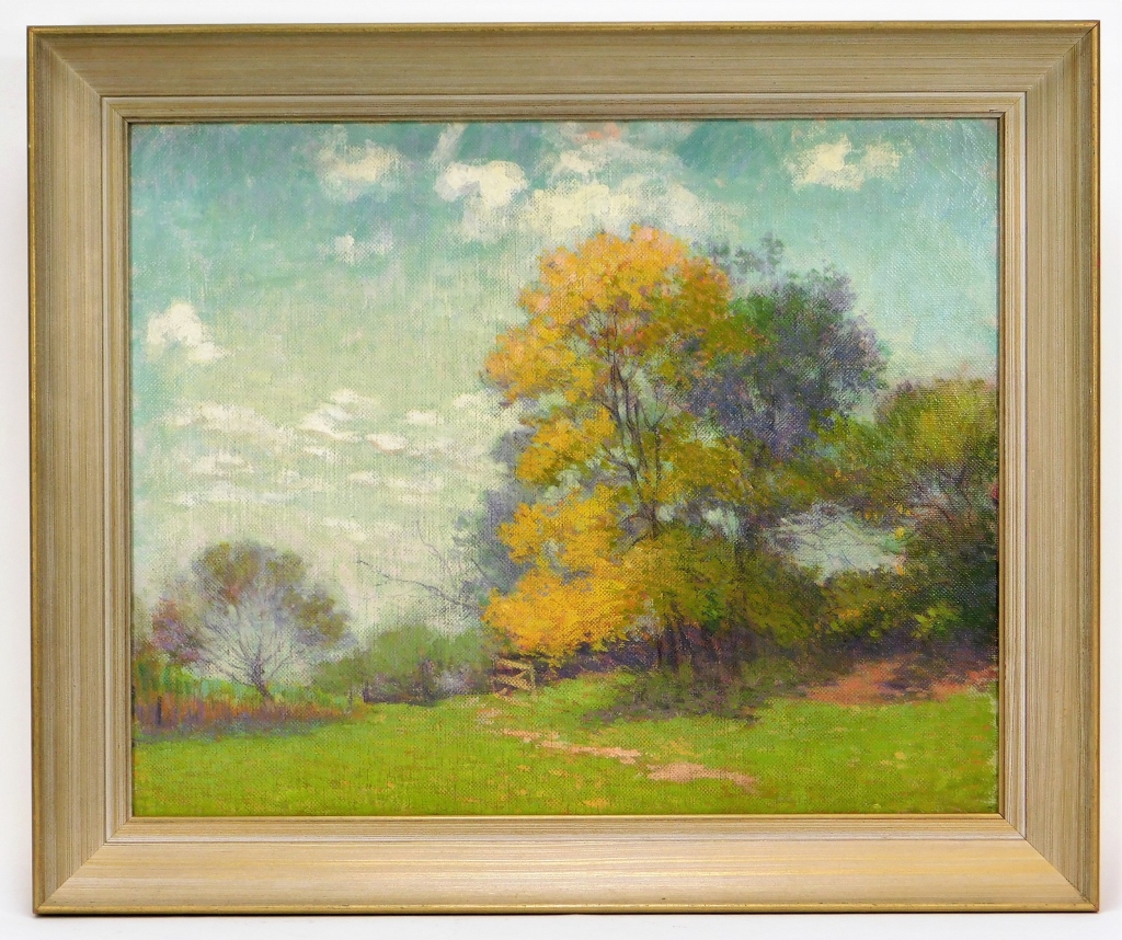 Appraisal: BOSTON SCHOOL SPRING LANDSCAPE PAINTING United States Early th CenturyVibrant