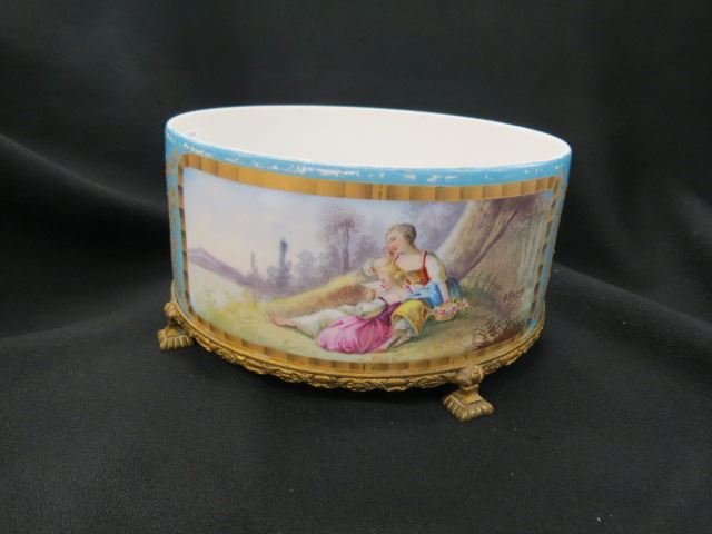 Appraisal: Sevres Handpainted Porcelain Planter courting scenes artist signed P Ruche