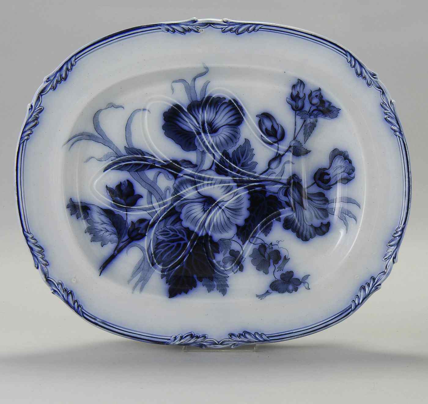 Appraisal: FLOW BLUE WELL TREE PLATTERMid- th CenturyIn the Althea'' pattern