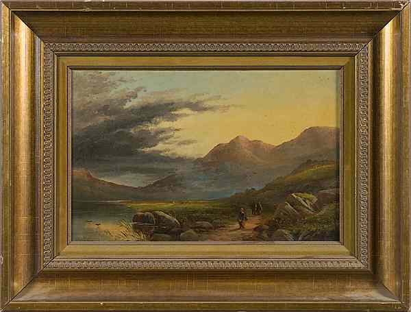 Appraisal: th Century Continental Landscape Oil on Board Continental th century