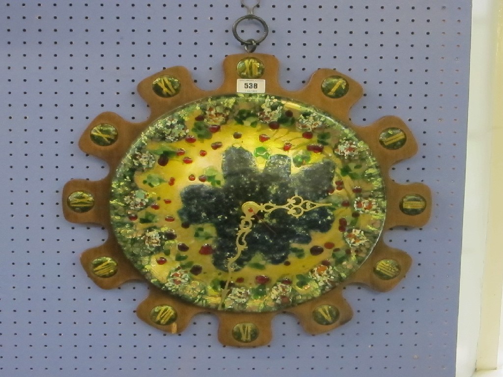 Appraisal: Enamel decorated wall clock