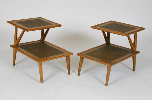 Appraisal: Pair of Mid Century Modern tiered end tables by Shade