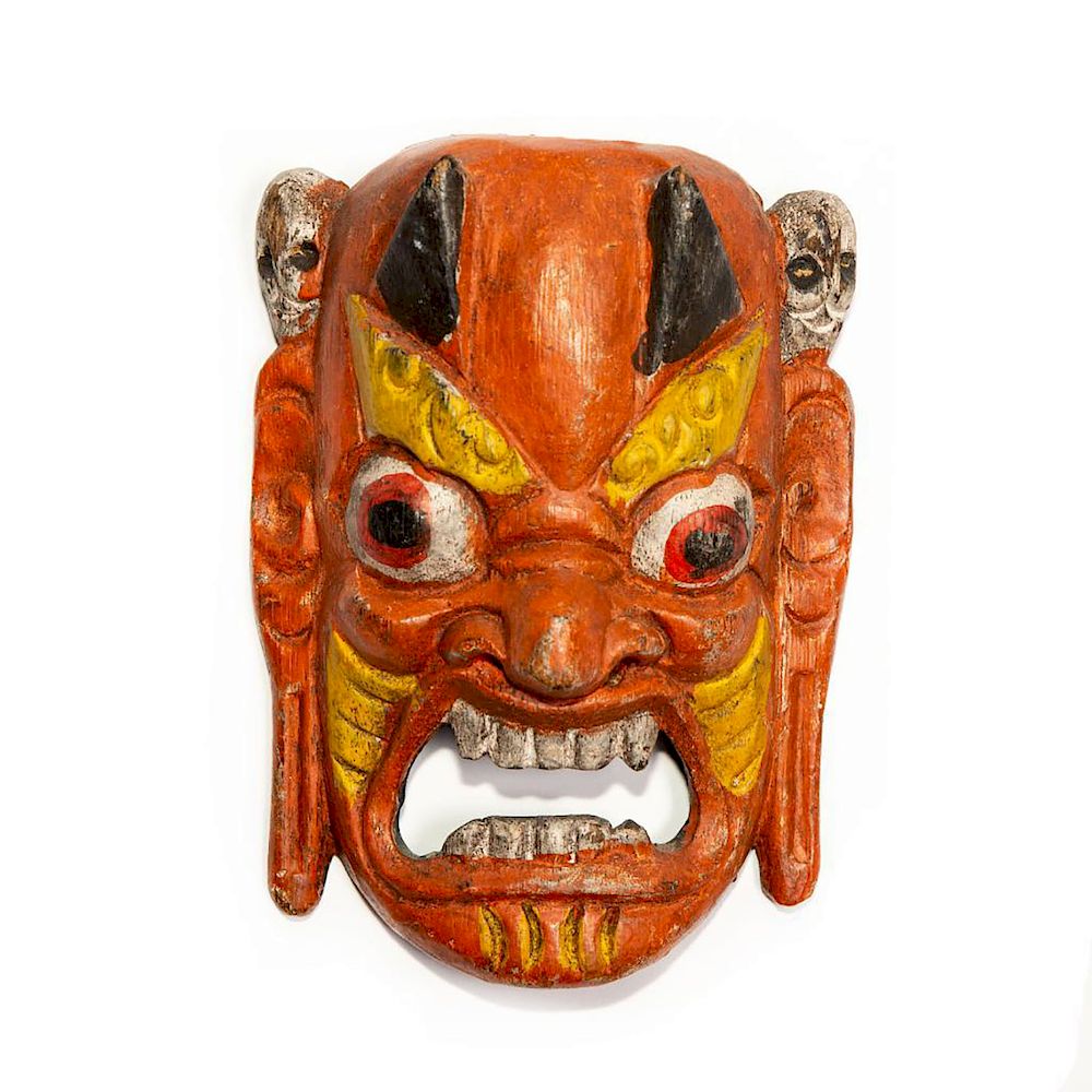 Appraisal: BALINESE ALLEGORICAL RAKSHASA BHOMA TRIBAL WALL MASK Hand made decorated