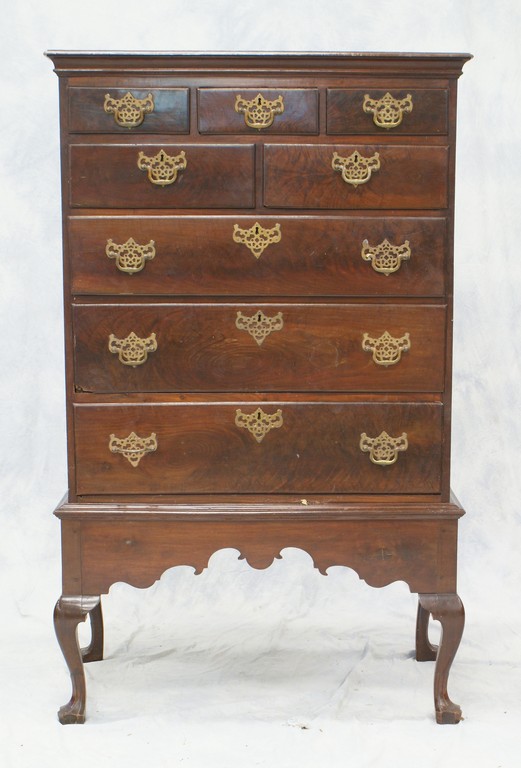 Appraisal: PA walnut Queen Anne chest on frame short over short