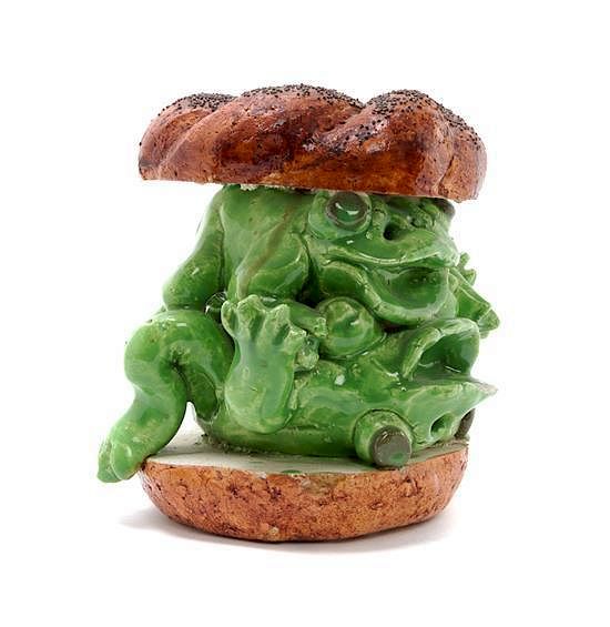 Appraisal: David Gilhooly American - Untitled Porno Frog Bagel Sandwich David