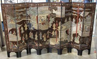 Appraisal: Chinese Eight Panel Coromandel Screen Chinese small eight panel Coromandel