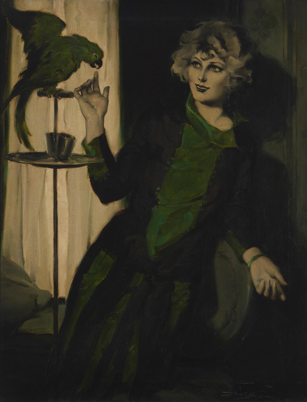 Appraisal: Edward Dalton Stevens - Metuchen NJ Woman and a parrot