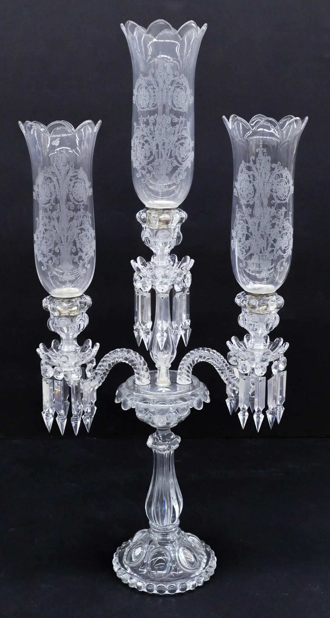 Appraisal: Antique Baccarat Glass Candelabra ''x '' A four-arm glass candelabra